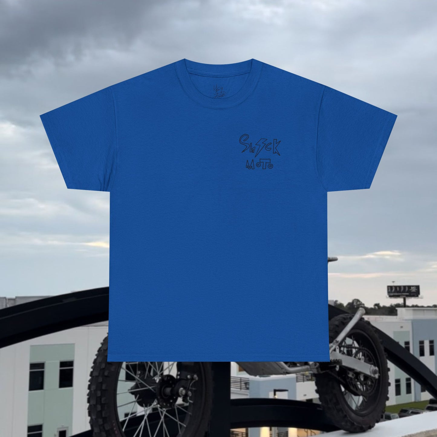 Shock moto graphic tee wheelie and combo in style
