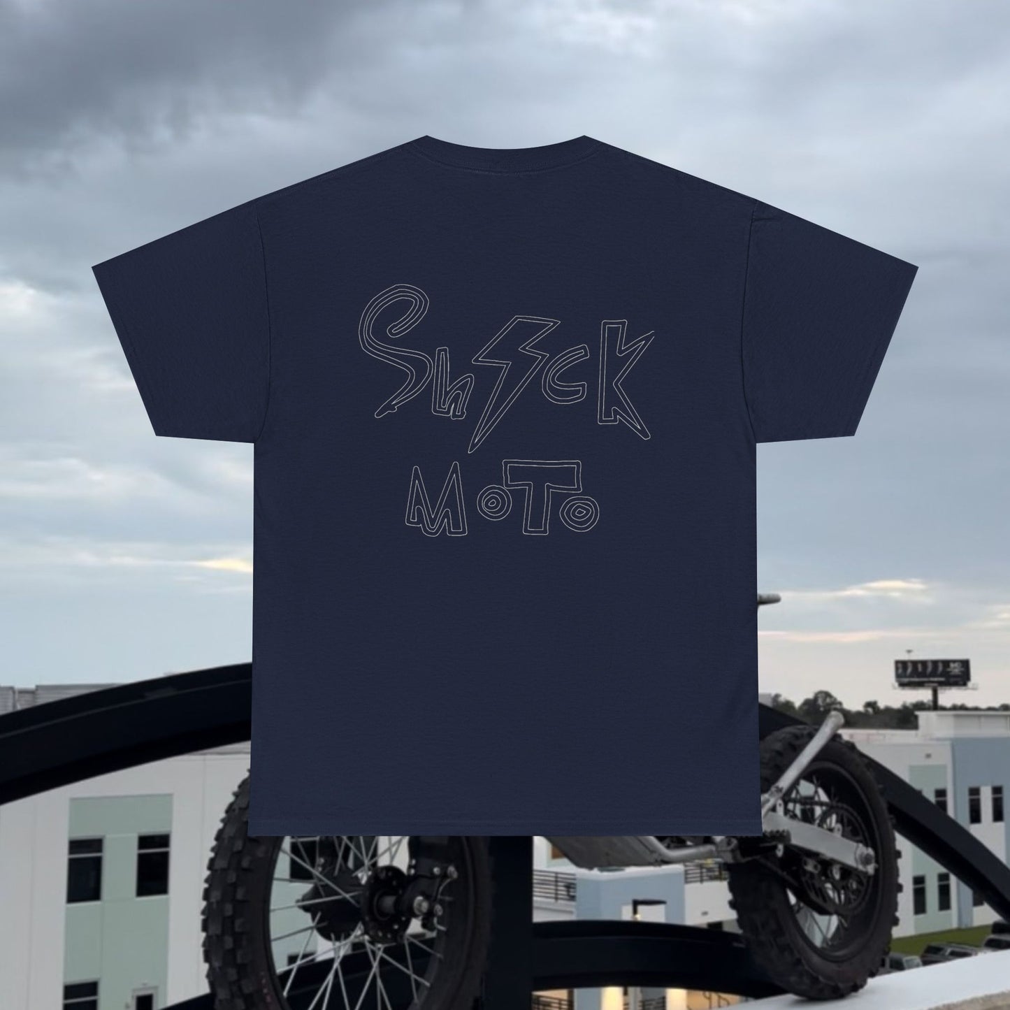 Shockmoto dark color light logo tee