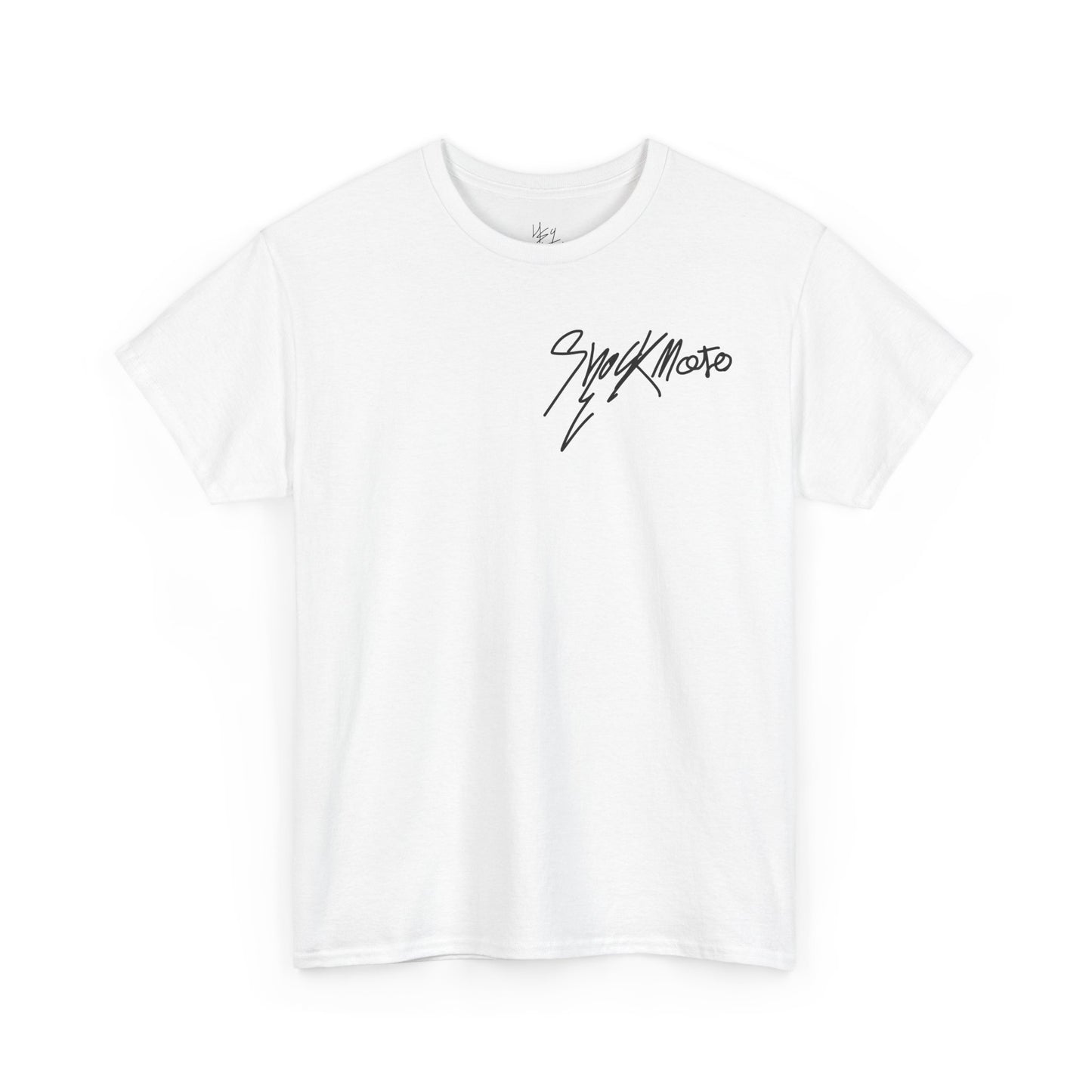 Shockmoto light color dark logo tee