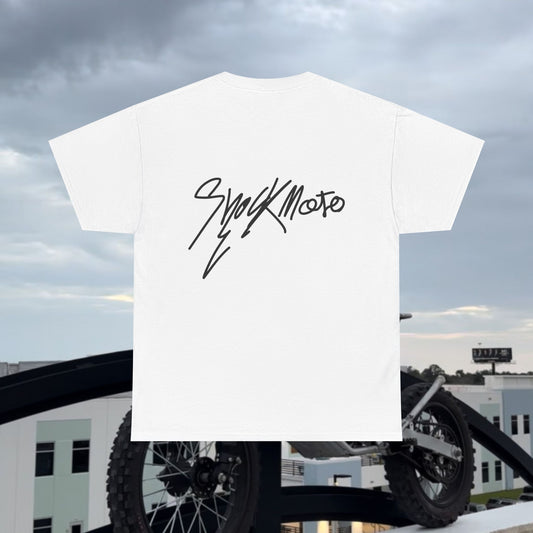 Shockmoto light color dark logo tee