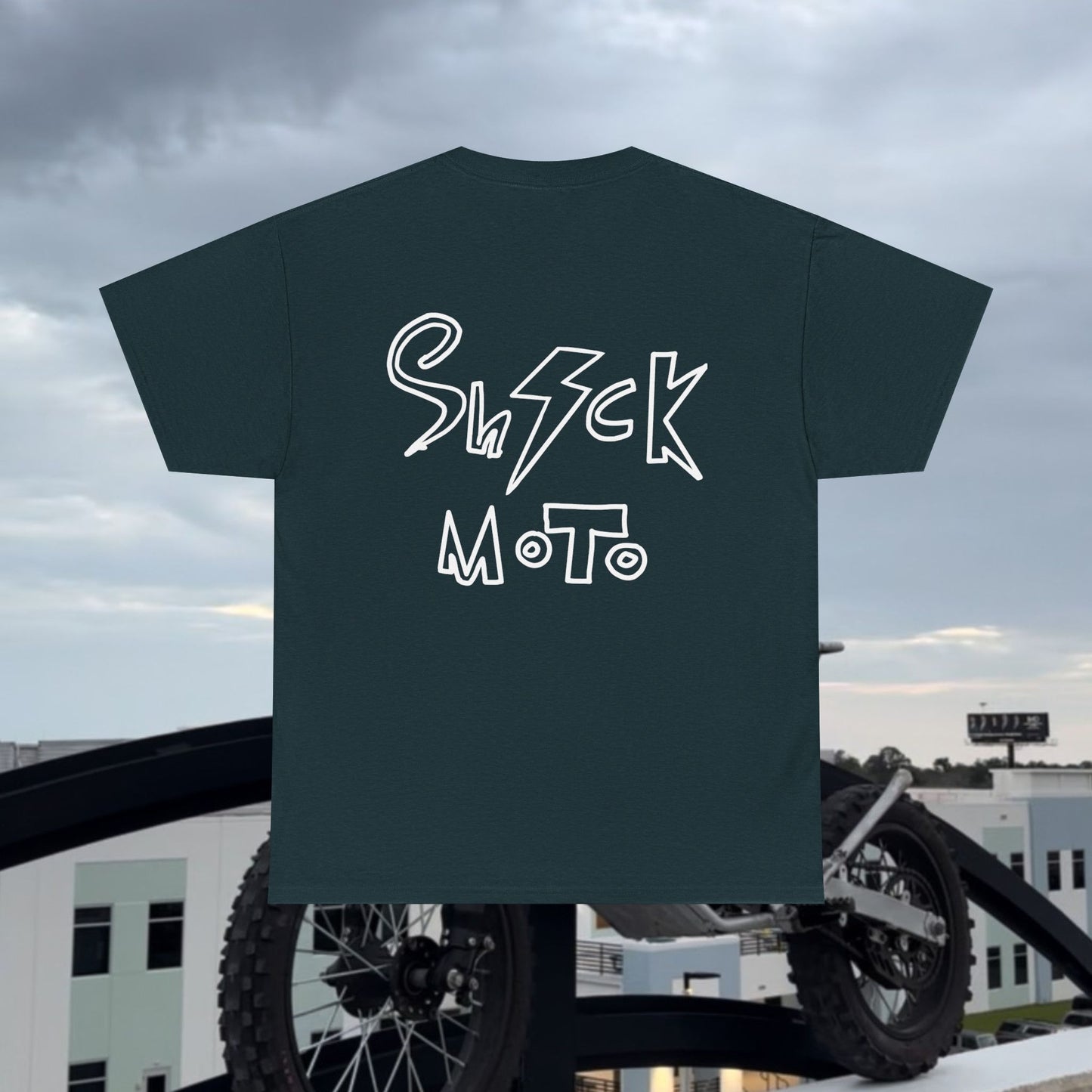 Shockmoto dark color light logo og tee