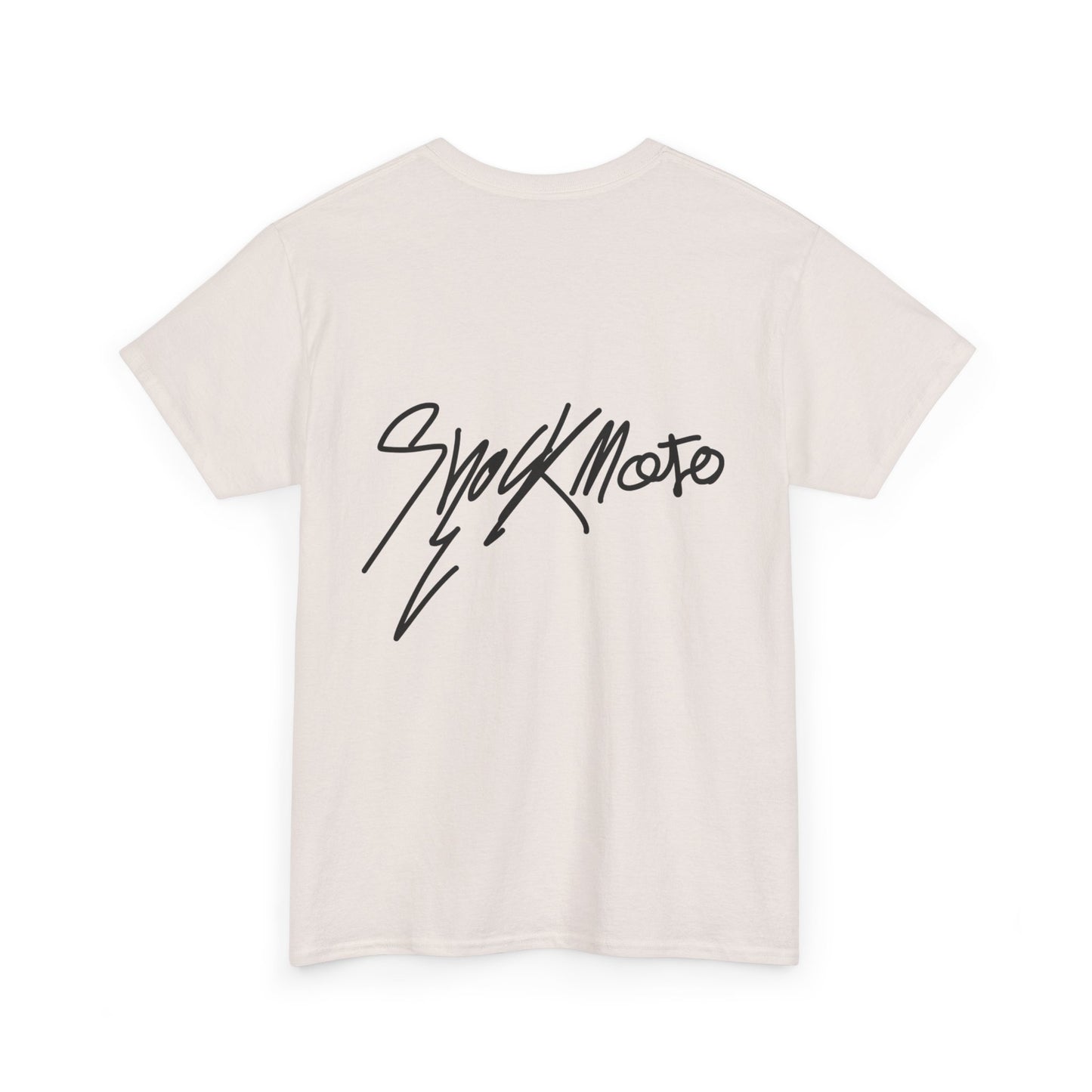 Shockmoto light color dark logo tee