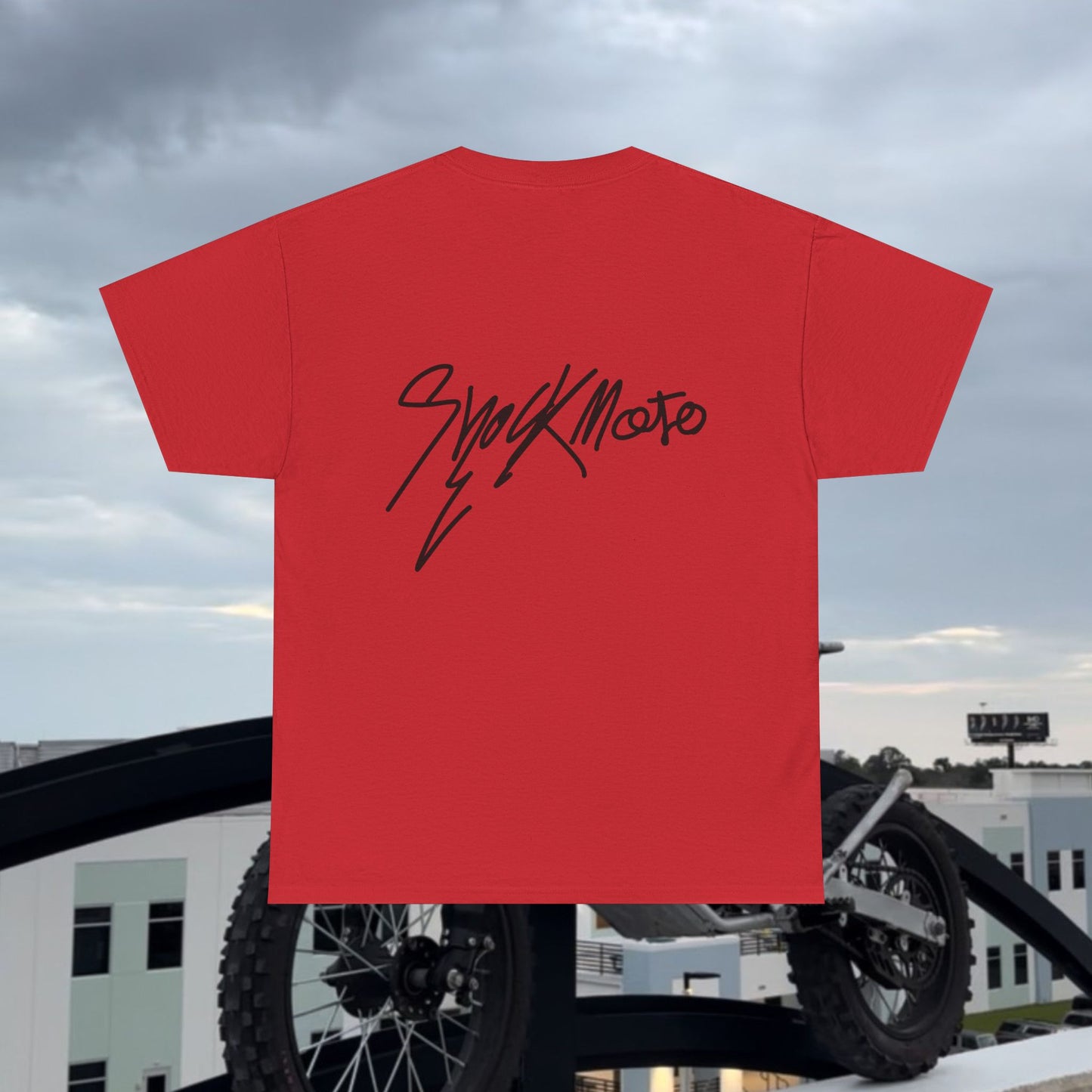 Shockmoto light color dark logo tee