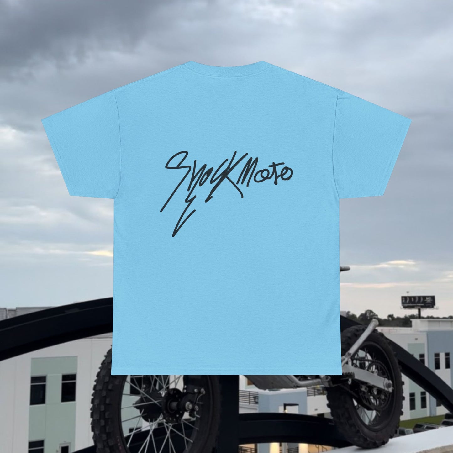 Shockmoto light color dark logo tee