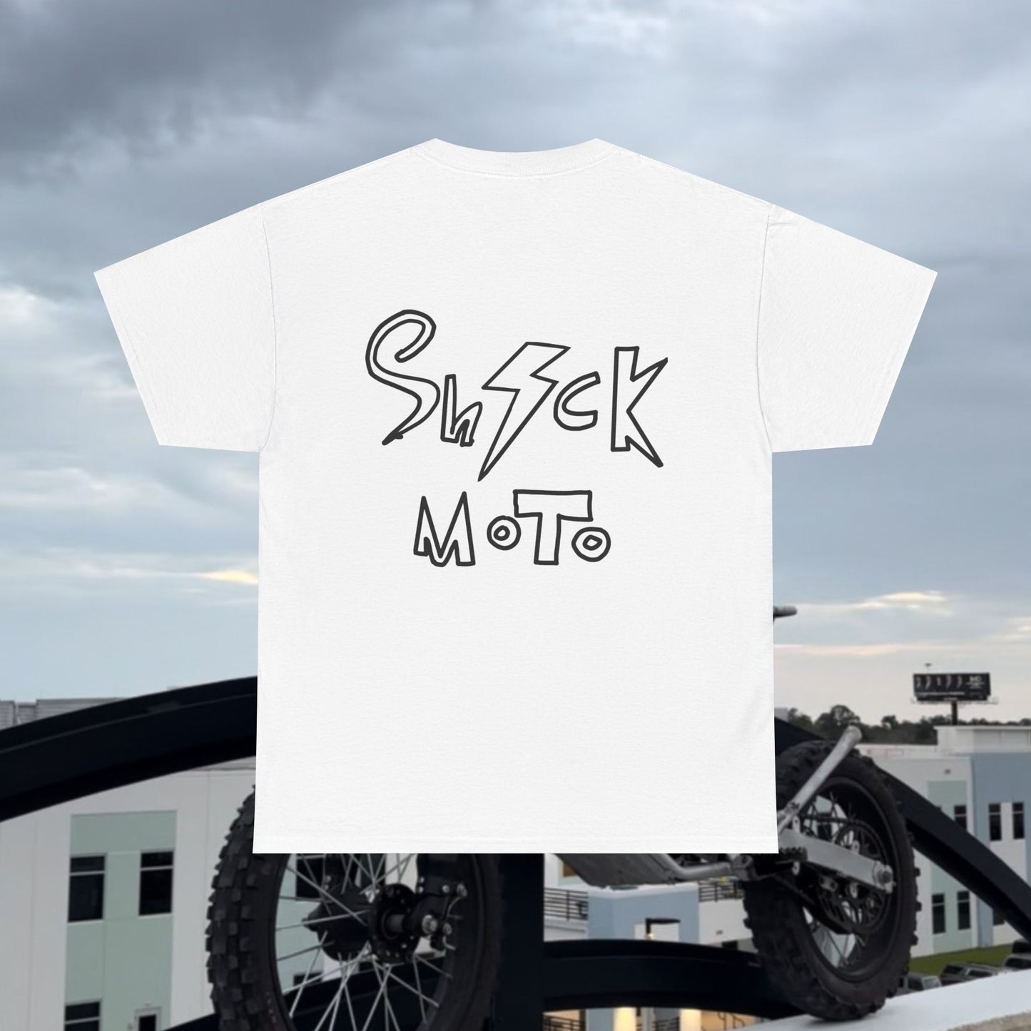 Shock moto graphic tee wheelie and combo in style