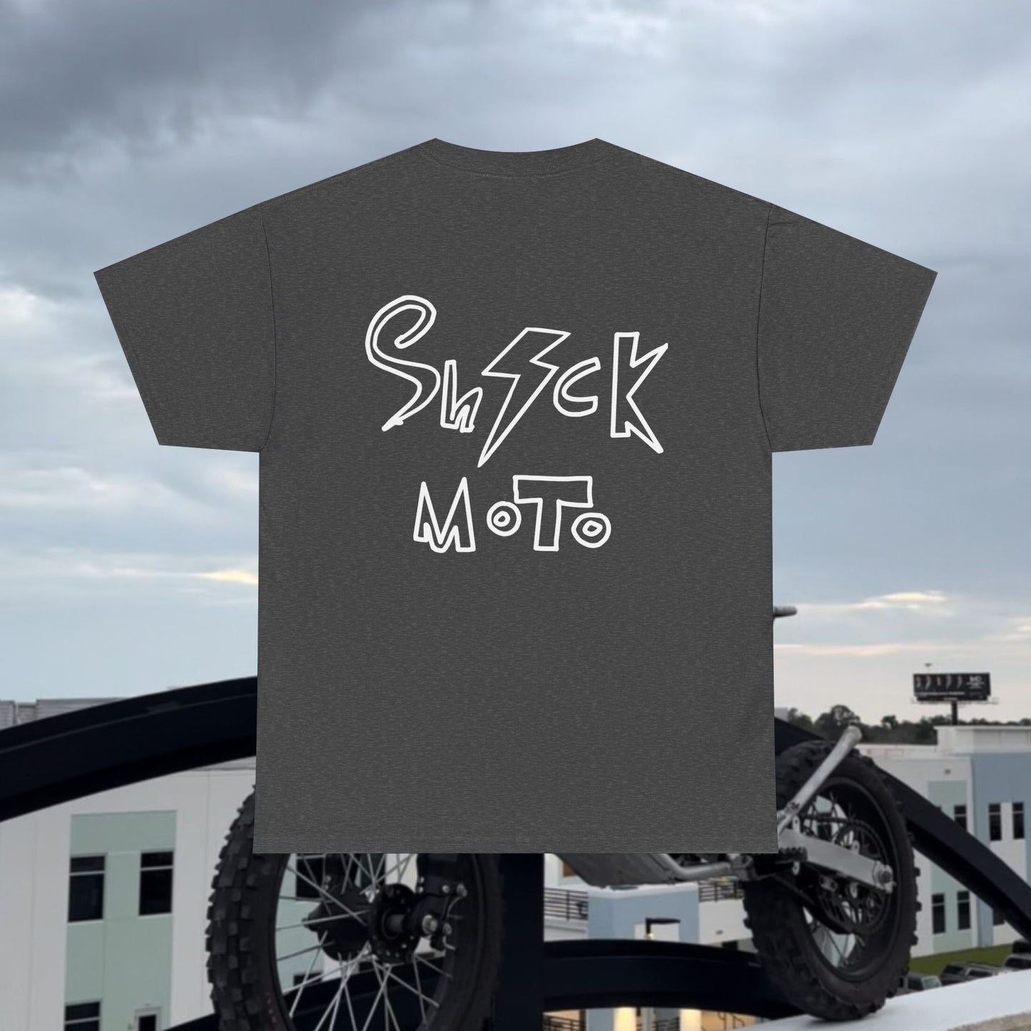 Shockmoto dark color light logo og tee