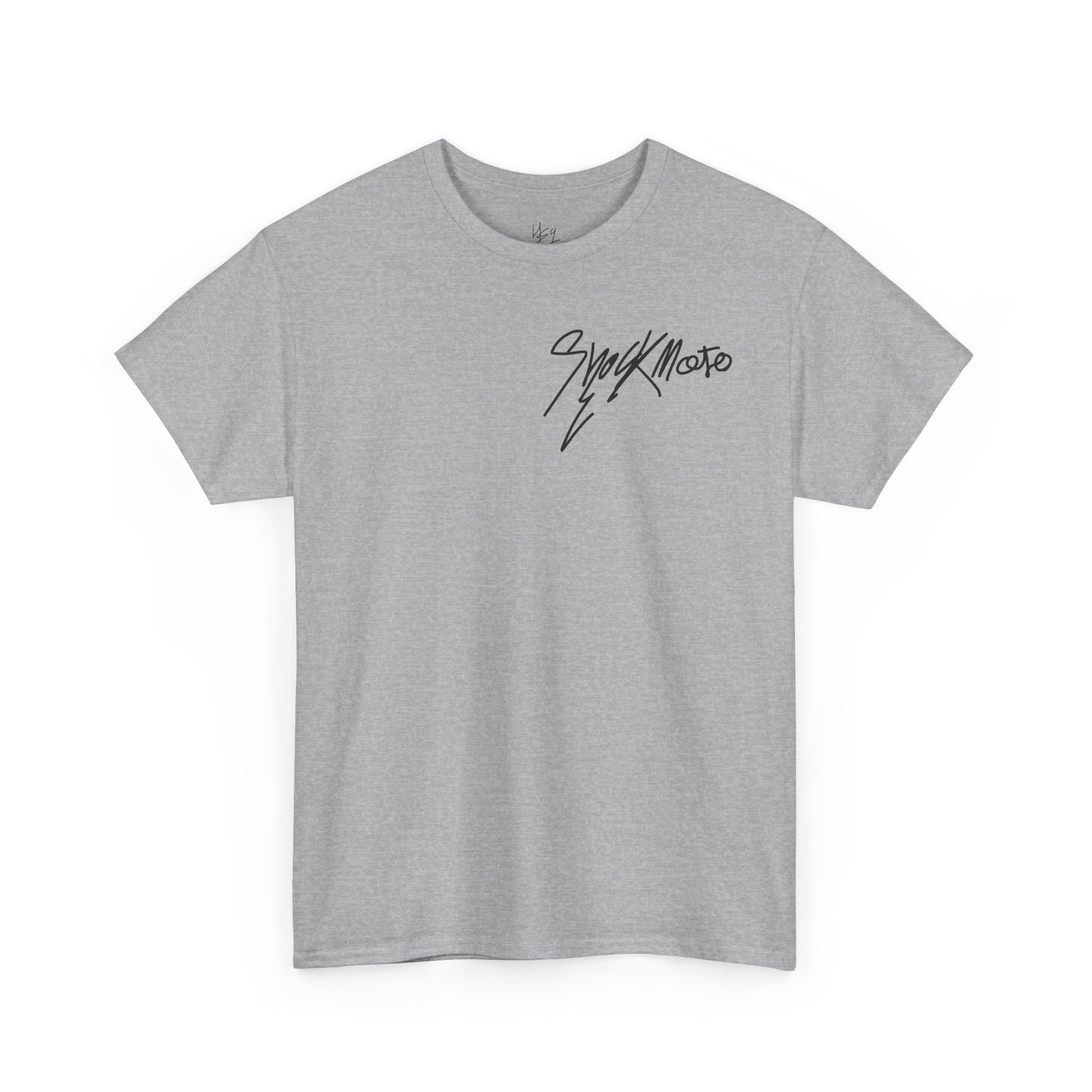 Shockmoto light color dark logo tee