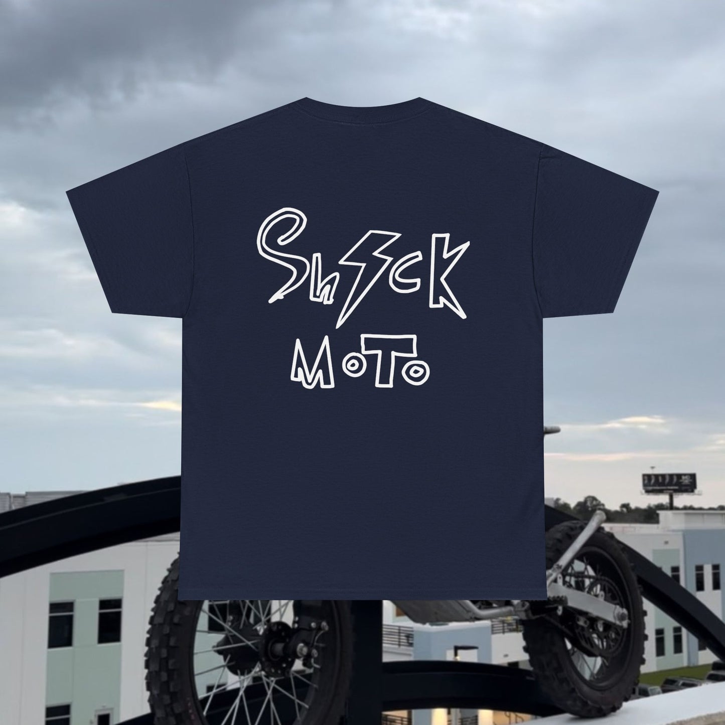 Shockmoto dark color light logo og tee