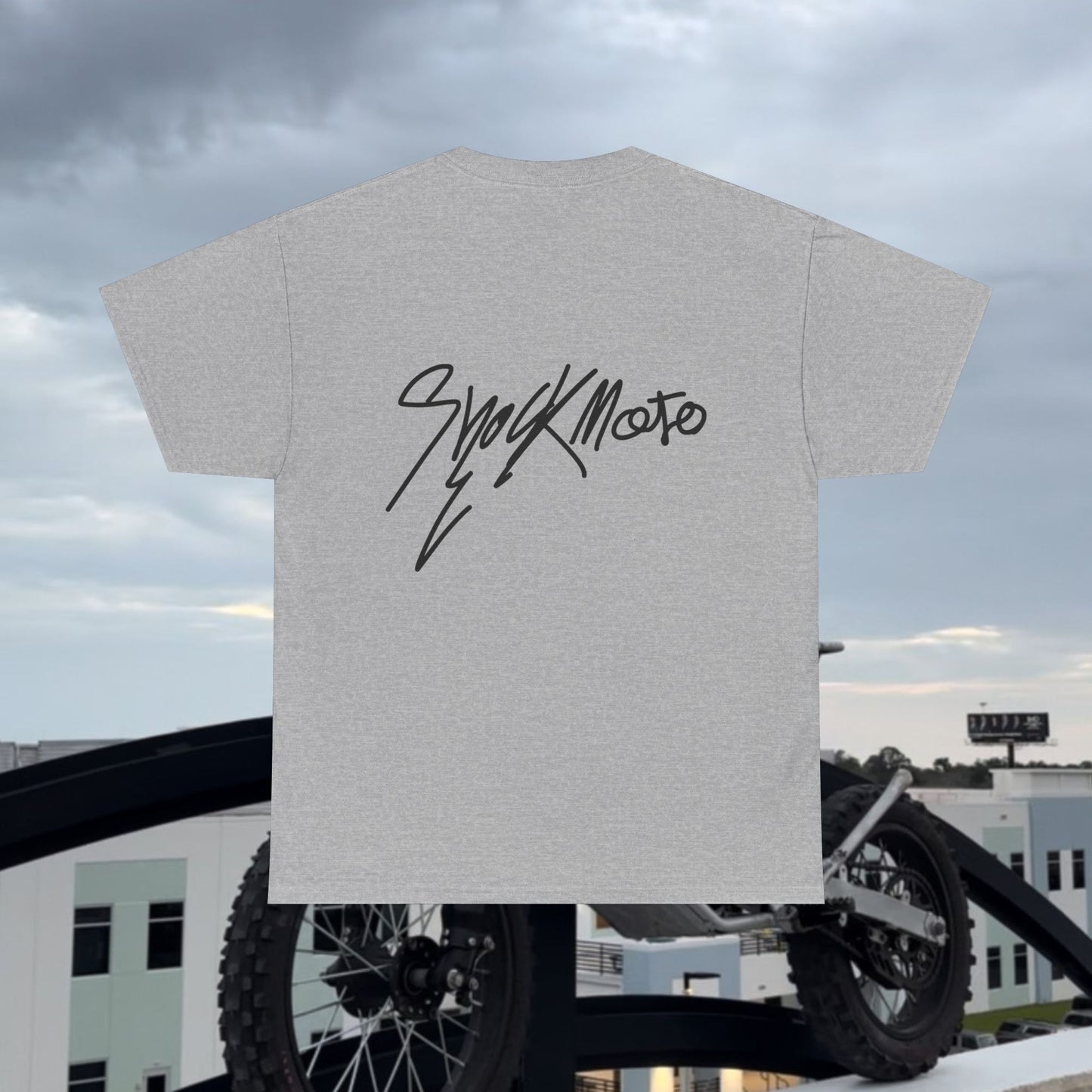 Shockmoto light color dark logo tee